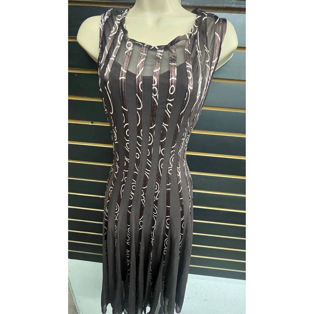 NEW MICHAEL K women's ribbed shaw mesh dress in brown
